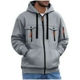 thumbnail image 3 of DDAPJ pyju Mens Zip Up Hoodies Color Block Casual Athletic Jackets Outdoor Cargo Tactical Hoodie Jacket with Multi Pockets Gray XL, 3 of 8
