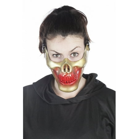 Adult's Mens Gold Skeleton Bone Skull Mouth Mask Costume Accessory