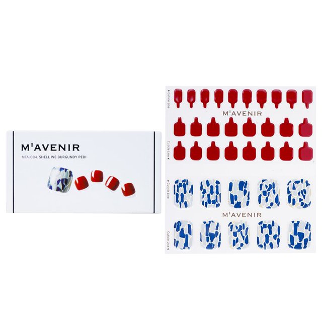 Adhesivo para uñas Mavenir Shell We Burgundy Pedi con estampado