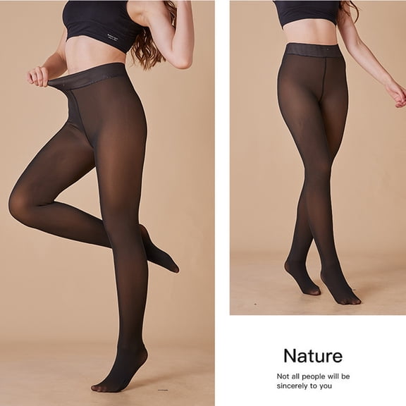 WHEANG Fleece Lined Tights Fleece Lined Thermal Pantyhose Leggings Opaque Winter Warm Thick Stockings Tights 1 Pc Brown F-L