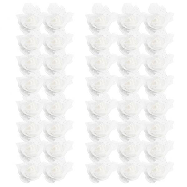 2x50 Cabezas De Flores De Rosas De Malla De Espuma Artificial Para Bodas, 4 Cm, Color Blanco 2 piezas Zulema Cabeza de flor de rosa de boda