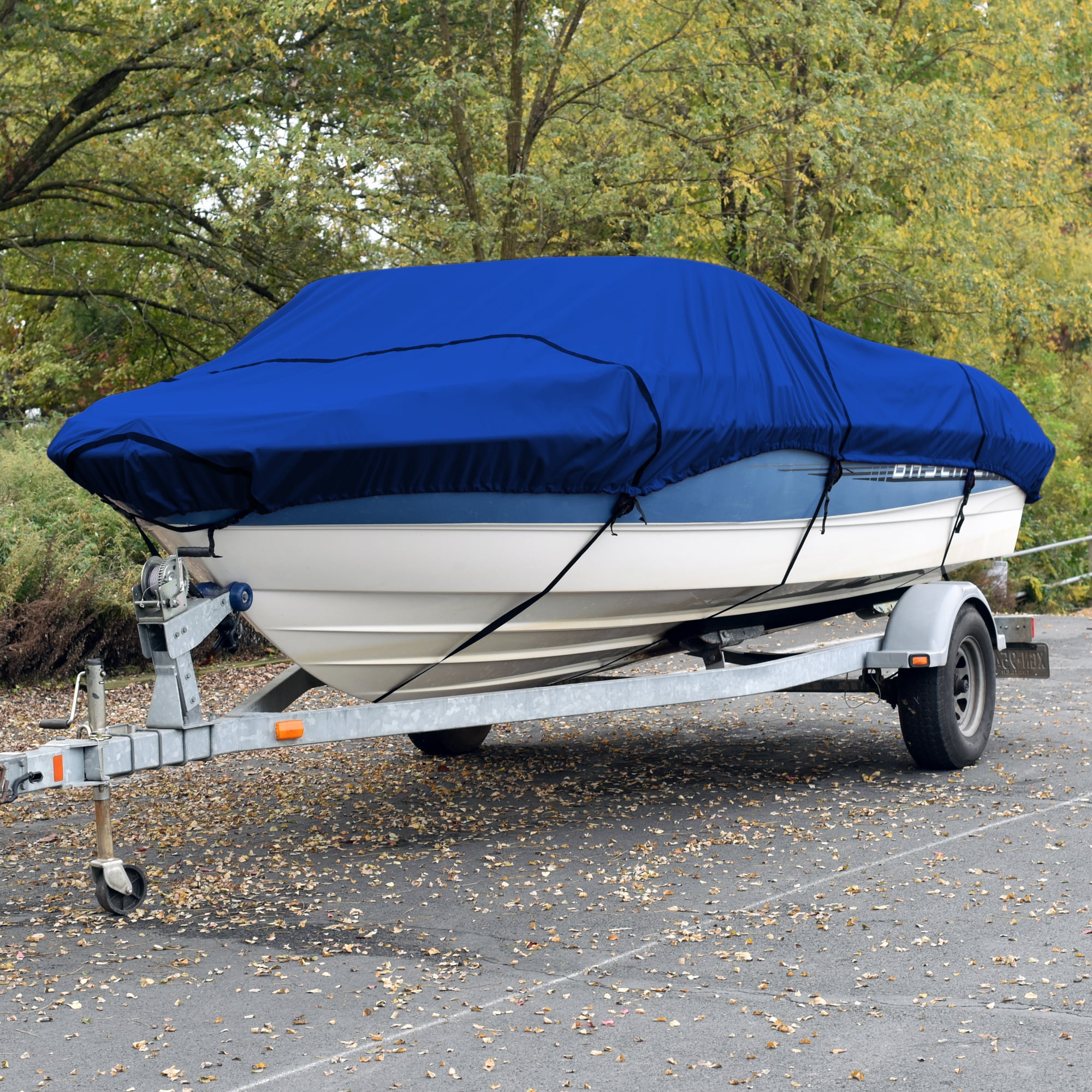 Budge American Flagship Boat Cover, Fits V-Hull Fishing Boats, Blue, 20'-22' Long (Beam Width Up to 106")
