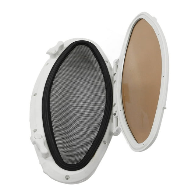 Boat Portlight, Sturdy 470x210mm Elliptical Hatch Porthole Window Anti Inner Opening Waterproof With Screen For Yacht