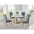 thumbnail image 4 of JERFIT Modern Velvet Dining Chairs Set of 2, Tufted Back Accent Chairs with Gold Metal Legs for Kitchen and Dining Room, Grey, 4 of 7