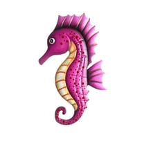 SDJMa Metal Seahorse Wall Art Decor Hanging Vivid Colorful Hippocampus Nautical Theme Garden Decorations Outdoor Or Indoor 13”x 5”