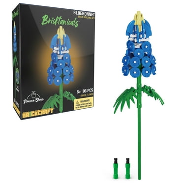 Brickcraft Bricktanicals Bluebonnet Building Kit (96-Piece Set), Artficial Flower Craft, Gift For Him and Her