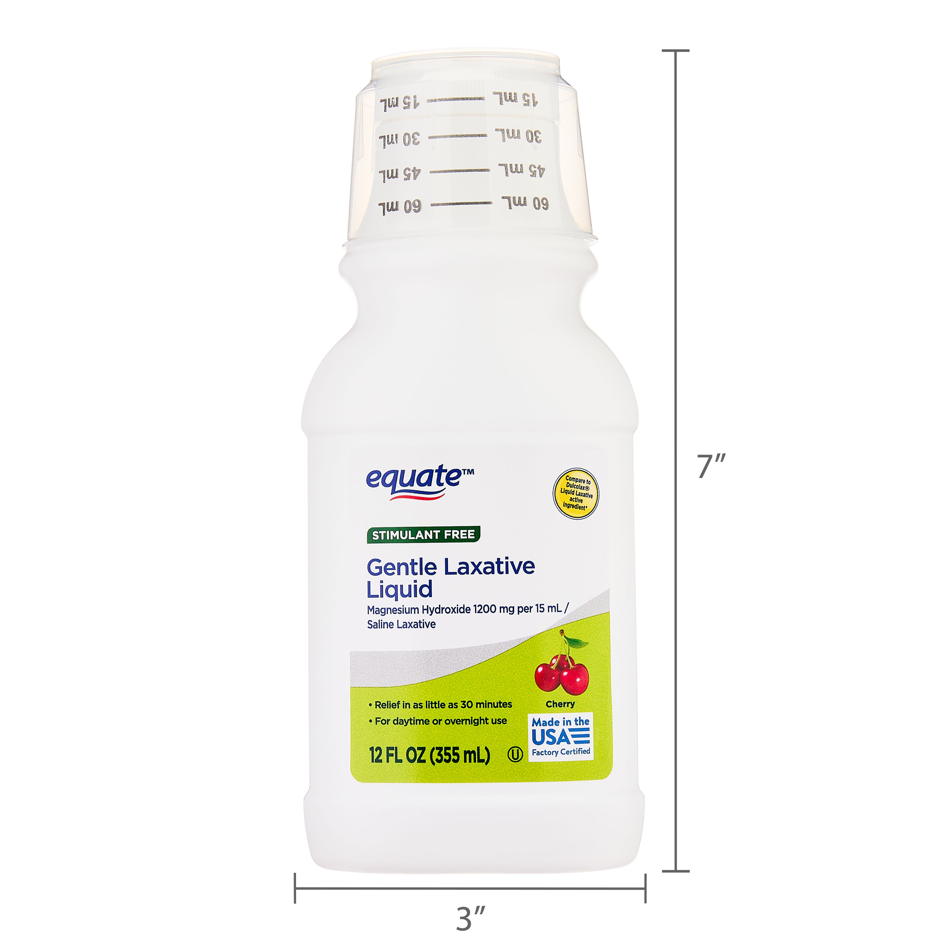 Equate Laxante Suave Líquido, Cereza, 12 fl oz, Comparar con Dulcolax Líquido 7