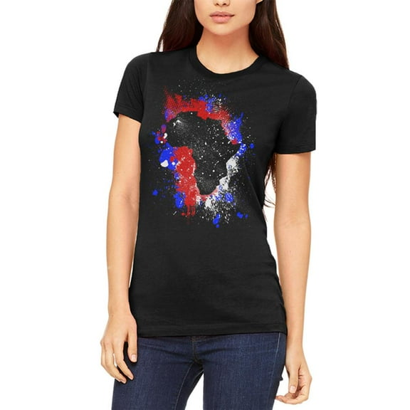 African American Splatter Juniors Soft T Shirt Black MD