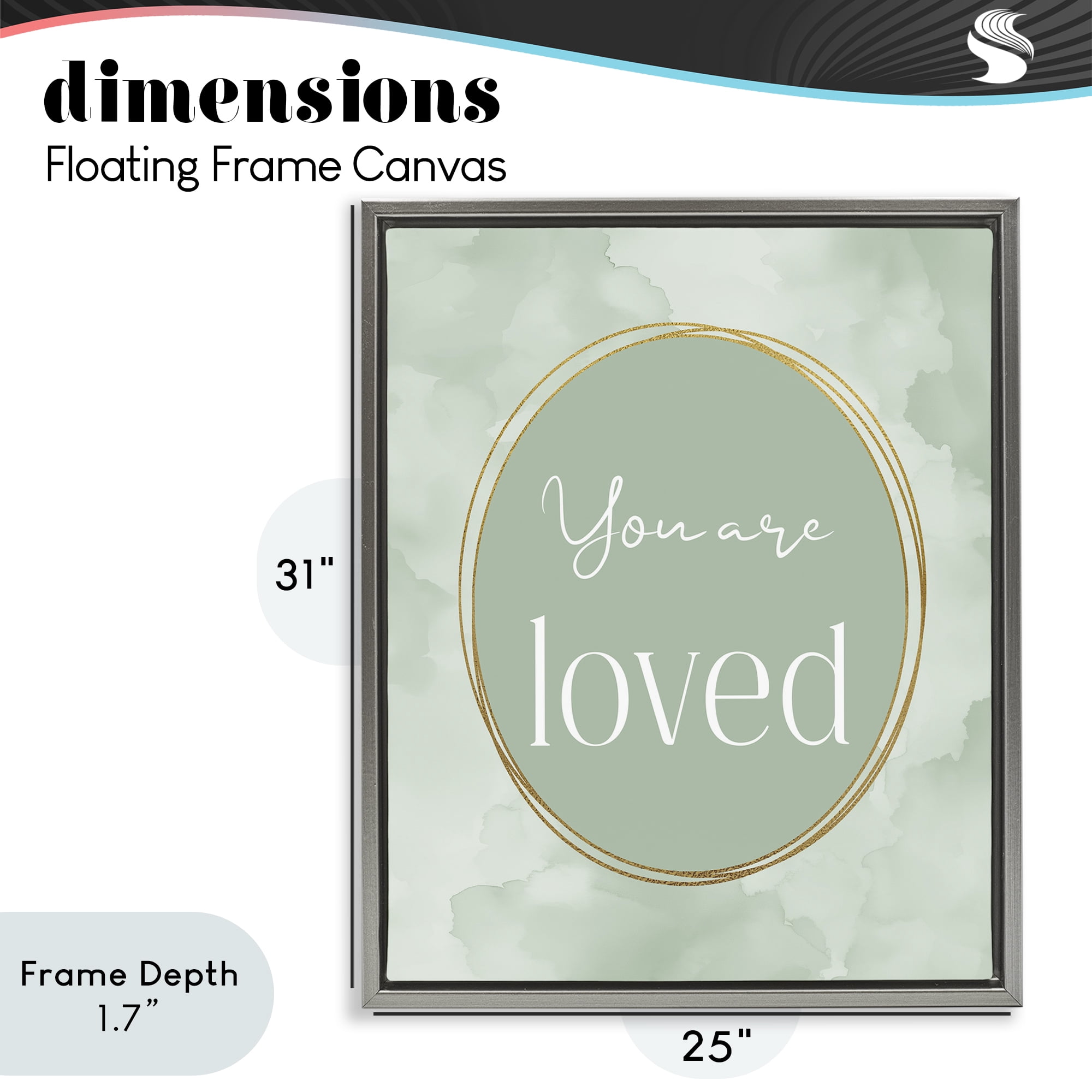 Stupell Industries Green Golden Affirmation Gray Framed Floater Canvas Wall Art, design by Christine Simpson Art