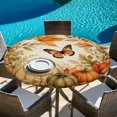 thumbnail image 6 of Round Table Cover 36-44 Inch Vintage Pumpkins Fall Waterproof Reusable Table Cloth Round Fitted Vinyl Tablecloth with Elastic Edged for Parties Outdoors, Thanksgiving Butterfly Leaves Retro, 6 of 9