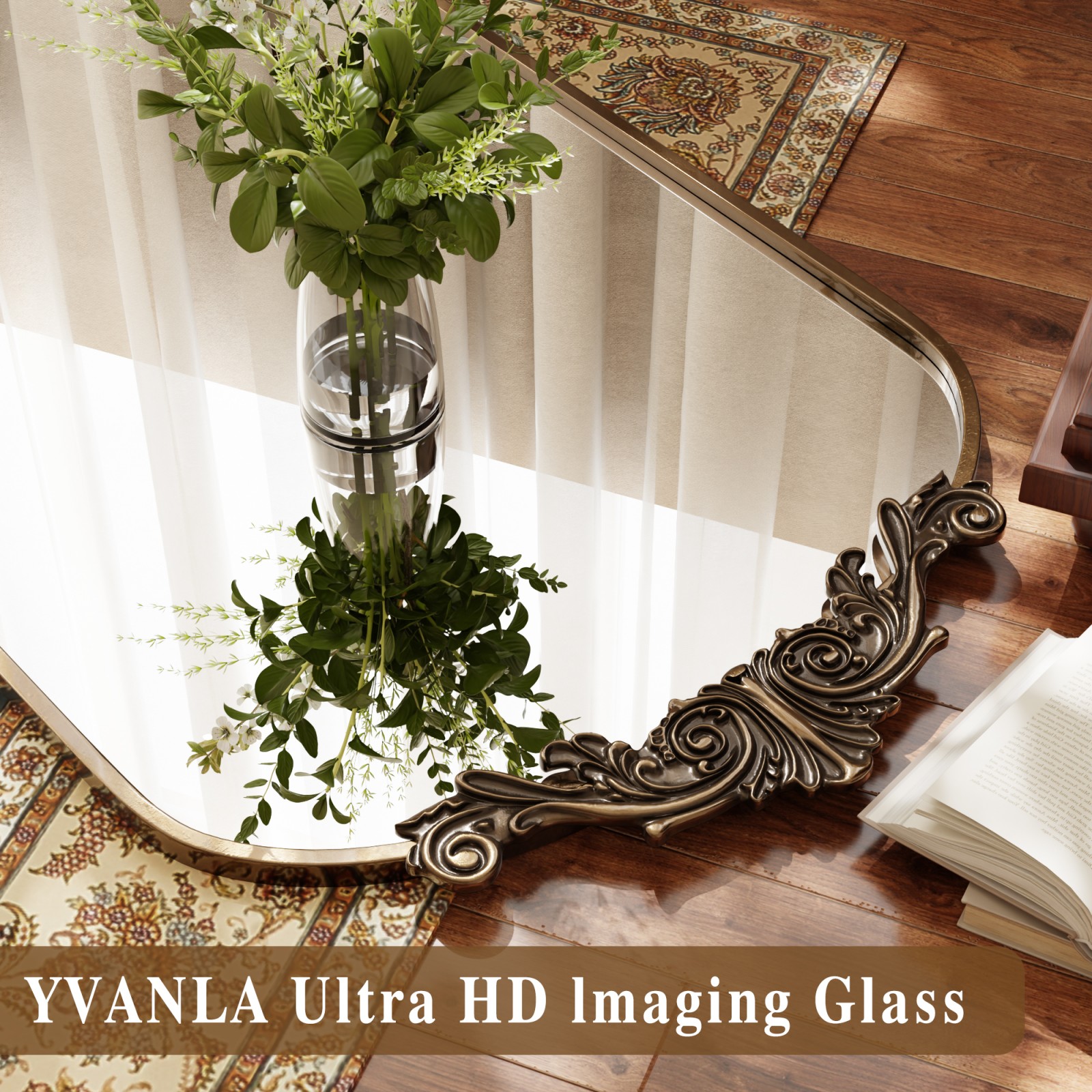 Mirstory 64"x 21" Full Length Mirror Vintage Arched Full Body Mirror with Carved Metal Frame, Antique Bronze