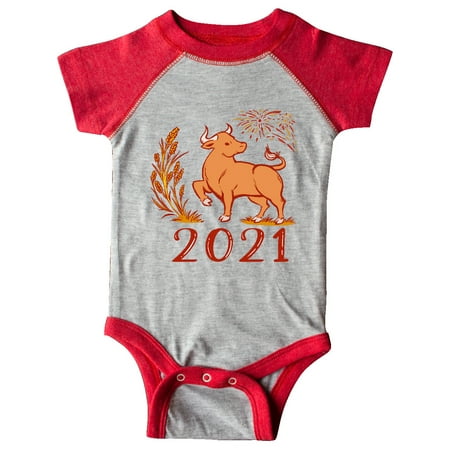 

Inktastic 2021 Chinese New Year Ox Gift Baby Boy or Baby Girl Bodysuit
