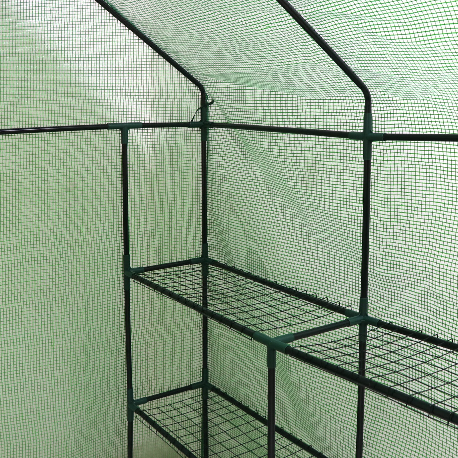 ZenSports 2-Tier 8-Shelves Walk-in Greenhouse, Indoor Outdoor Portable Plant Gardening Canopy, W/ Roll-up Zipper Entry Door, 57" x 57"x 77", Green