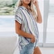 thumbnail image 2 of Camisas a Rayas con Botones ANGGREK Camisas Casuales de Verano Cuello en V Manga Corta AH3154, 2 of 5
