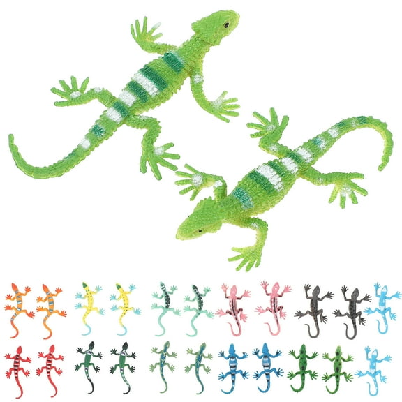 HEANUJJ 24Pcs Sticky Lizard Figurines Made of Durable PVC for Party Bag Fillers and Fun Use