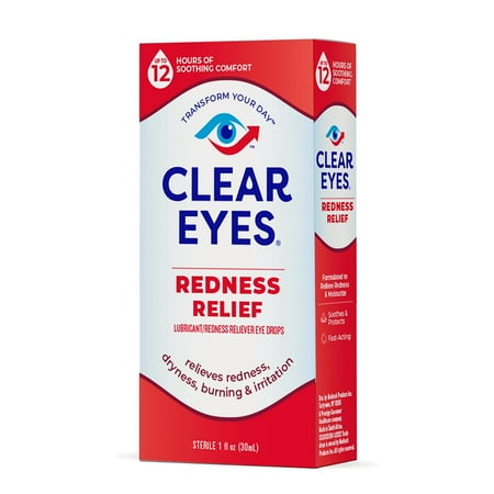 Clear Eyes Red Eye Relief Lubricant Eye Drops, 1.0 fl oz