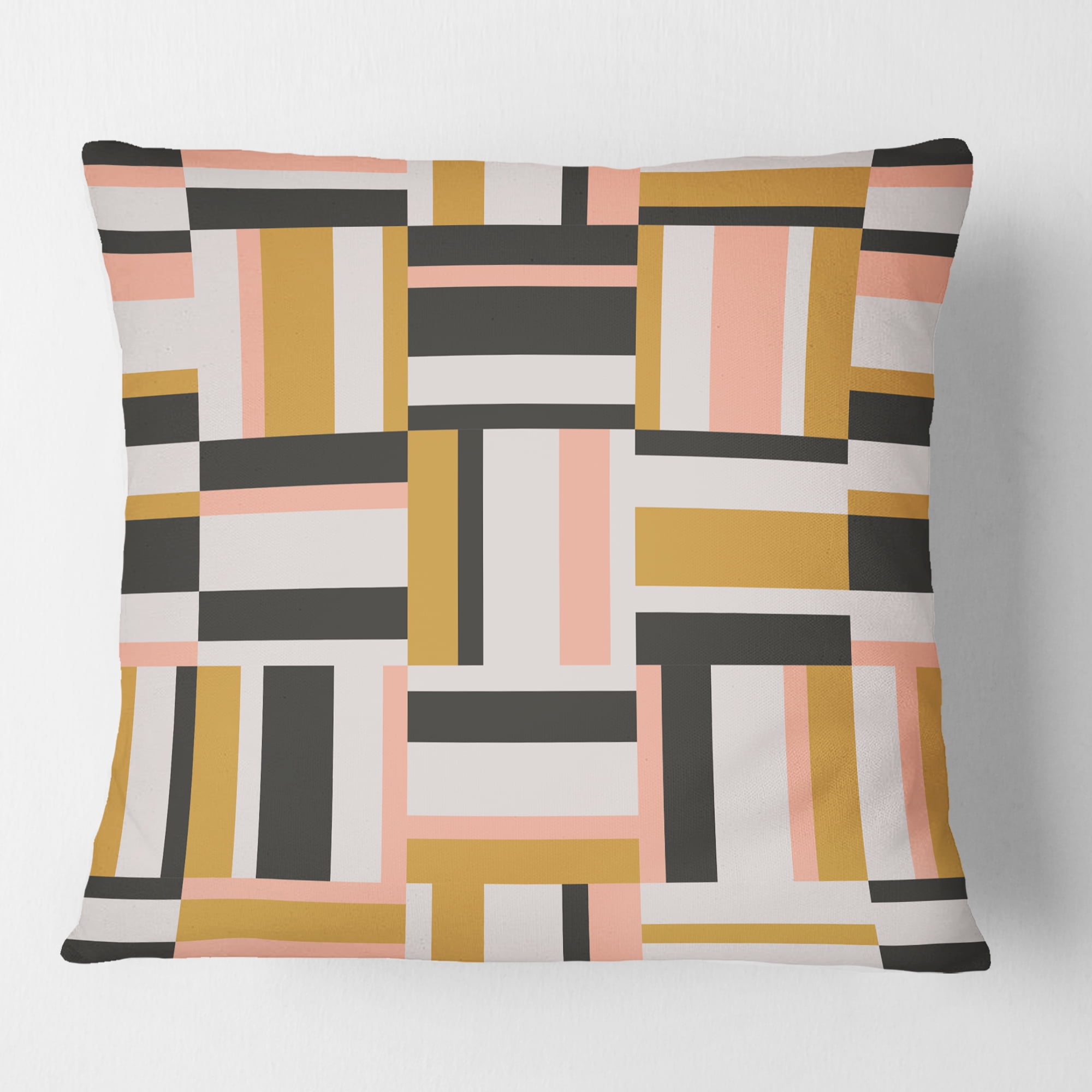 Designart Abstract Retro Geometric IX' Mid-Century Modern Throw Pillow - 18x18