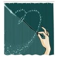 thumbnail image 3 of Ambesonne Halloween Shower Curtain, Witch Hand and Magic Wand, 69"Wx75"L, Dark Teal and Pale Peach, 3 of 5