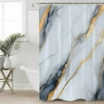 thumbnail image 2 of Hokiten Shower Curtain, Gray Marble Fabric Shower Curtains for Bathroom, Nature Marble Crack Yellow Lines Art Bath Curtain Waterproof Bathtub Curtains with 12 Hooks, Small 36" x 72", 2 of 7