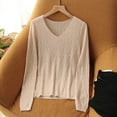 thumbnail image 6 of PIKADINGNIS Core-spun Knitted Sweaters Women New Spring V-neck Slim Pullovers Woman Solid Color Basic Bottoming Female Tops, 6 of 6