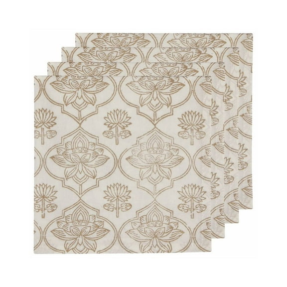 Danica Heirloom 18" x 18" Block Print Napkins (Set of 4) | Lotus