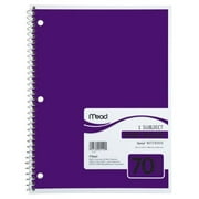 mead spiral notebook, 1-subject, 70-count, wide ruled, purple (05510)