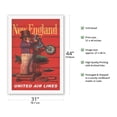 thumbnail image 2 of New England - United Air Lines - Vintage Airline Travel Poster by Stan Galli c.1955 - Fine Art Rolled Canvas Print 27in x 40in, 2 of 4