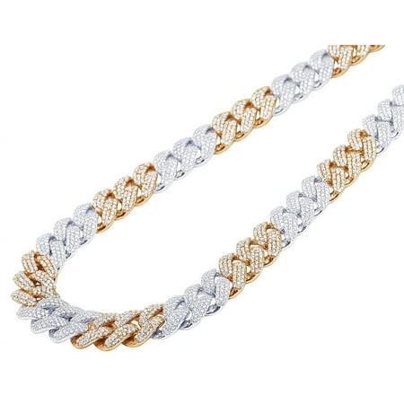 12MM Miami Cuban EGL Certified VVS 22.22CT Diamond 10K Rose-White Gold 18"-24"