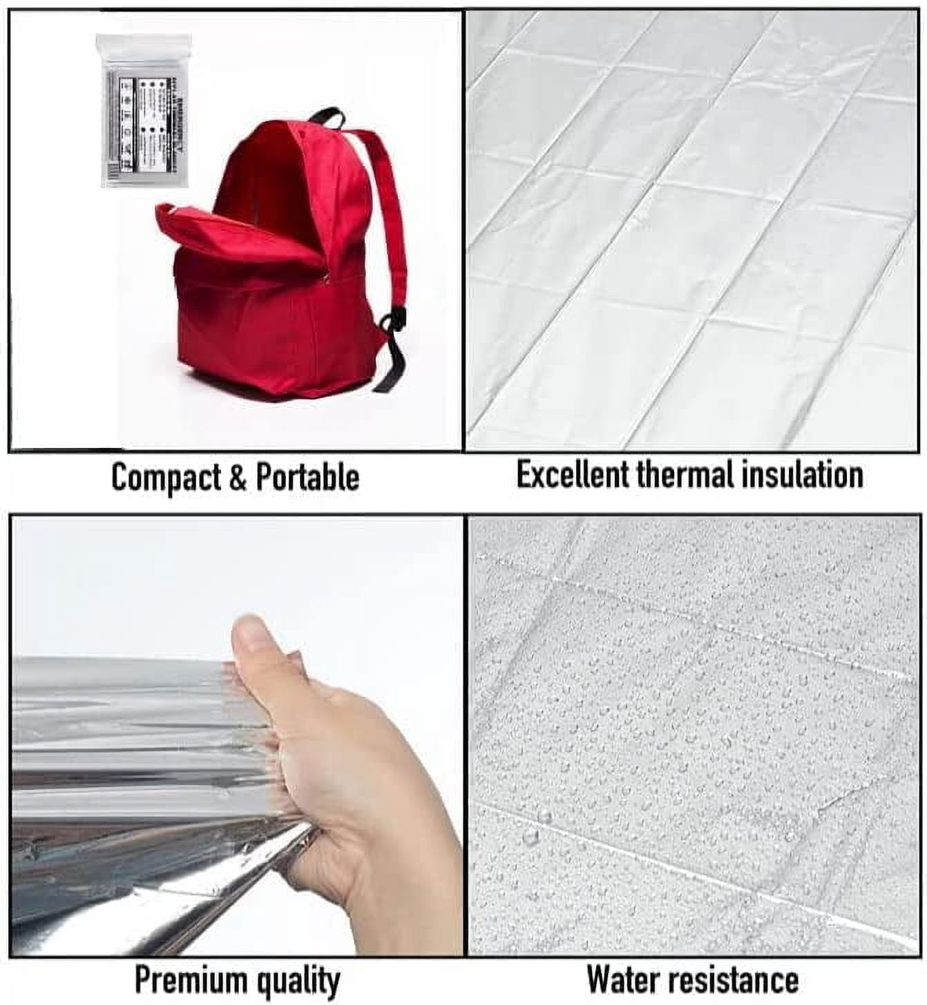 Mylar Blankets Bulk 52x84 100 Pack Emergency Foil Blankets for Warmth, Camping, Runners, Spa, First Responders | Mylar Emergency Thermal Blankets for Survival, Thick Reusable Space Blankets