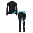 thumbnail image 2 of Yhong Kids Girls 2Pcs Figure Skating Training Suit Ice Skating Jacket with Practice Leggings Ice Skating Pants Set Blue Green 6, 2 of 5