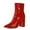 Red, variant on Pennysue Women's Block Heel Ankle Boots WhiteMid Calf GoGo Boots 8M