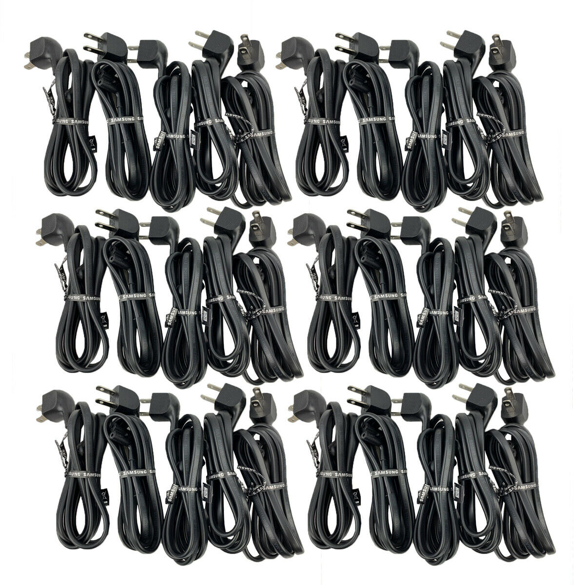30 Pack 6FT TV AC Power Cord Samsung Angled 2 prong Figure 8 Right 90° degrees