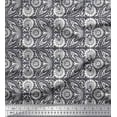 thumbnail image 1 of Soimoi Poly Georgette Fabric Leaves & Floral Block Printed Craft Fabric by The Yard 42 Inch Wide, 1 of 3