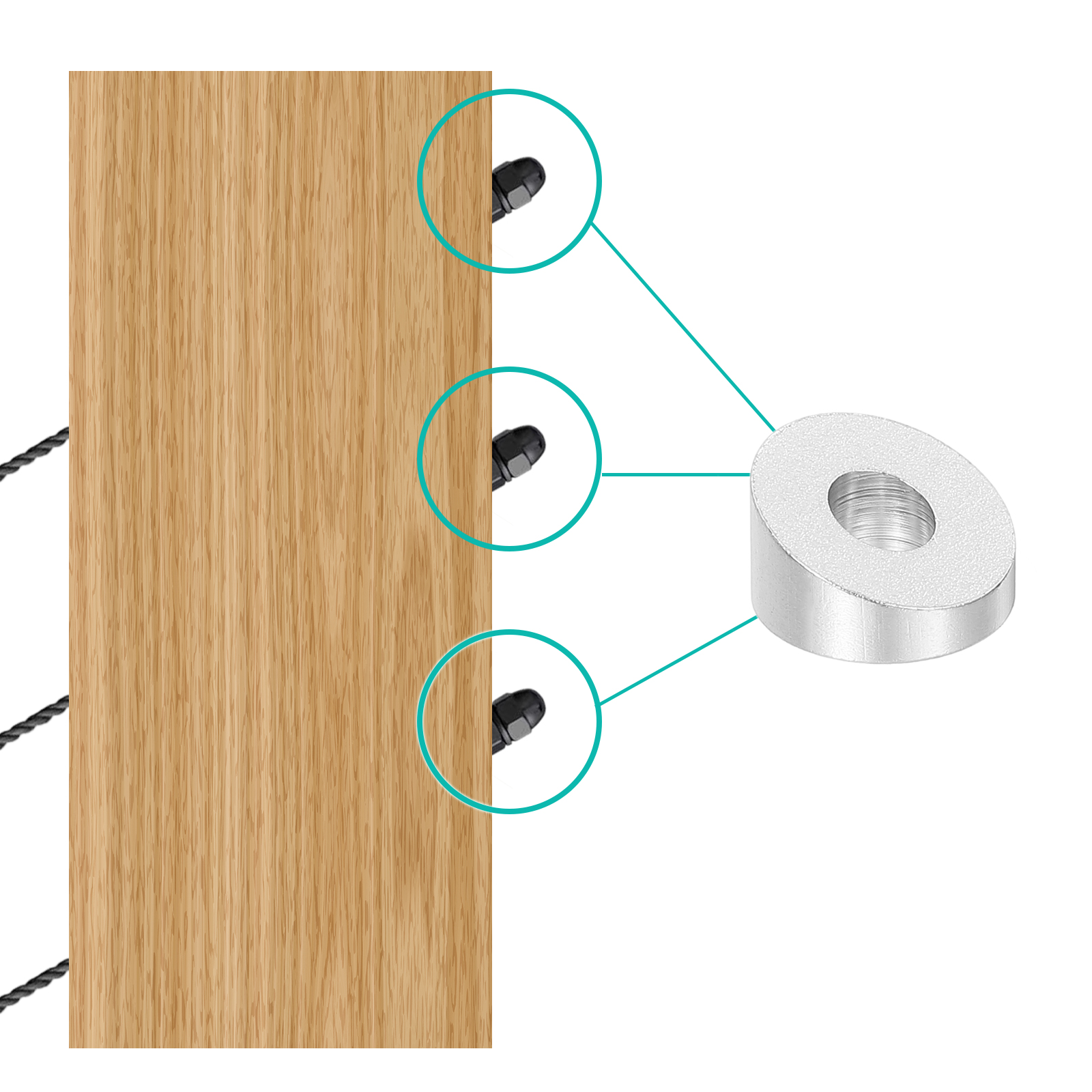 20 Pack 1/4 Inch 20 Degree Angle Beveled Washer, T316 Stainless Steel Angled Washer for Cable Railing Stair Ends Wood Metal Posts, Silver