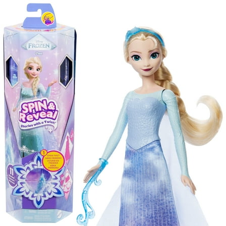 Disney Frozen Spin & Reveal Elsa Fashion Doll & Accessories with 11 Surprises from Disney Movie
