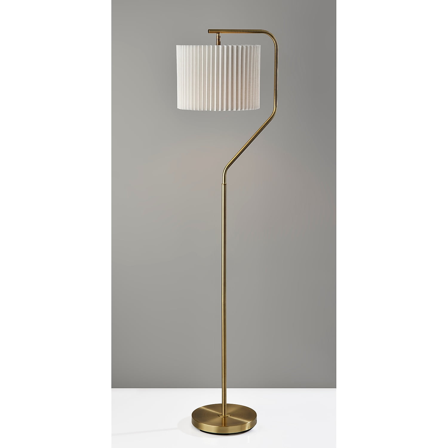 Simplee Adesso Evan 60"H Antique Brass Floor Lamp with Drum Shade (SL9502-21)