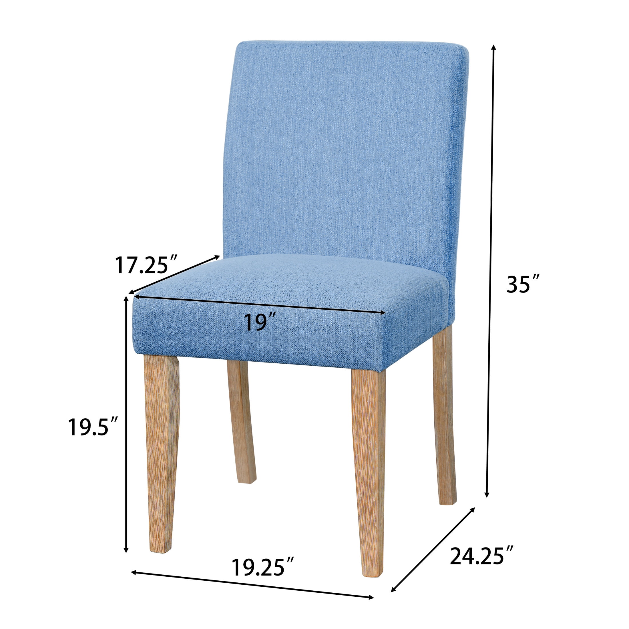 Christopher Knight Home Set of 4 Upholstered Dining Chairs with Solid Wood Legs, Natural + Slate Blue