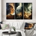 thumbnail image 1 of Designart "Nature s Fury Unleashed" Landscape & Nature Wall Art Set Of 3 - Orange Storms Canvas Set For Living Room Decor, 1 of 6