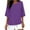 Purple, variant on Kaemgyyd Women's Cotton Linen Shirts Plus Size 3/4 Sleeve Tunic Blouses Casual Loose Round Collar Solid Top Summer Clothes