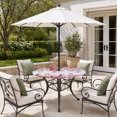 thumbnail image 2 of Round Outdoor Tablecloth with Umbrella Hole and Zipper, Red Eucalyptus Leaves Tablecloth with Elastic Waterproof, Spring Summer Botanical Patio Table Covers for 36" - 44" Picnic Pool Tables, 2 of 9
