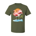 thumbnail image 2 of Wild Bobby, Flamingo Love Print, Animal Lover, Men Graphic Tee, Military Green, Large, 2 of 4
