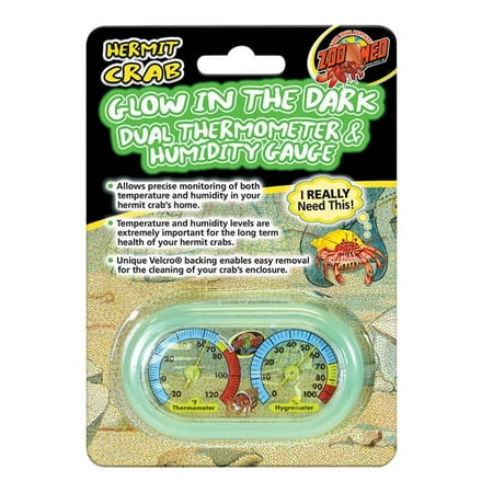 UPC: 0097612009125 | Zoo Med Hermit Crab Home Dual Thermometer and Humidity Gauge Glow in the Dark