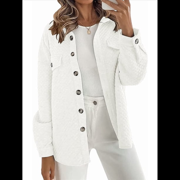 Chaqueta Informal de Otoño para Mujer, de Larga, con Botones, Holgada y Ligera, con Bolsillos. L