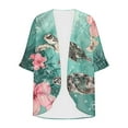 thumbnail image 5 of Clean Beach Cardigan Sweaters For Women Floral Printed Tunics Tops Puff Sleeve Kimono Cardigan Loose Cover Up Casual Blouse Tops 3/4 Sleeve Blouses Summer Going Out Holiday Clothes, 5 of 5
