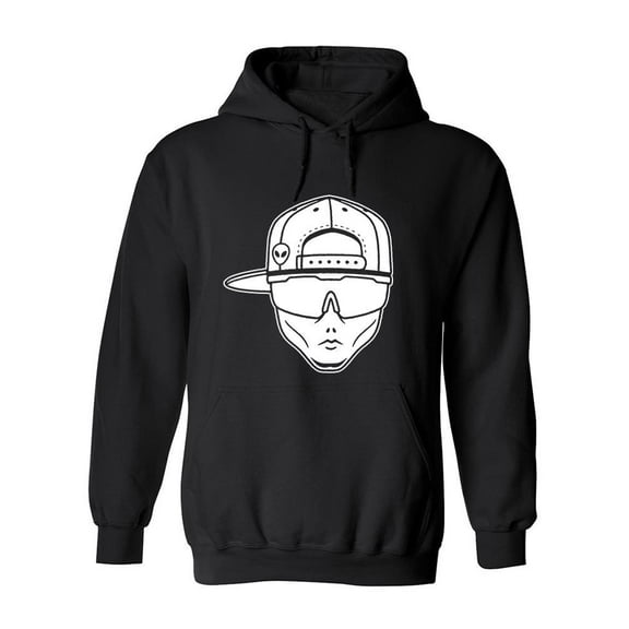 Alien Dude Black And White Hoodie Men -Image by Shutterstock, Male Medium