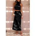 thumbnail image 2 of PRETTYGARDEN Women's 5 Piece Satin Outfits Summer Sleeveless Mock Neck Crop Tops and Long Skirt Dress Sets, 2 of 7