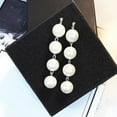 thumbnail image 5 of Opolski Elegant Women Party Big Faux Pearl Long Dangle Stud Earrings Valentine Gift, 5 of 7