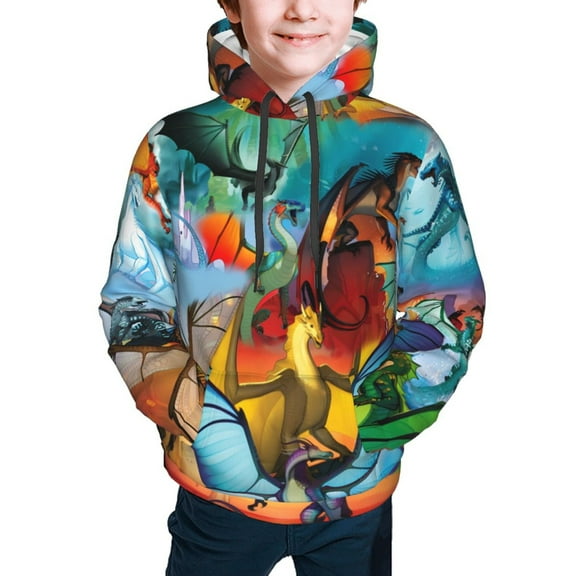 Wings Of Fire Hoodies Pullover For Boys Girls 3d Printed Hooded Sweatshirt Long Sleeves Small