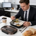 thumbnail image 5 of AZXY Stainless Steel Bento Box, Adult Lunch Bento Box, Leakproof Airtight Divided Food Storage Container, Bentgo Box for Office Outdoor Picnic Daily Meal Prep, 9.45x7.28x2.76in Black, 5 of 7