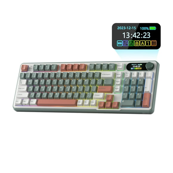 RK ROYAL KLUDGE S98 Mechanical Keyboard w/Smart Display & Knob, Top Mount 96% Wireless Mechanical Keyboard BT/2.4G/USB-C, Hot Swappable, Software Support, Creamy Sounding, 98 Keys